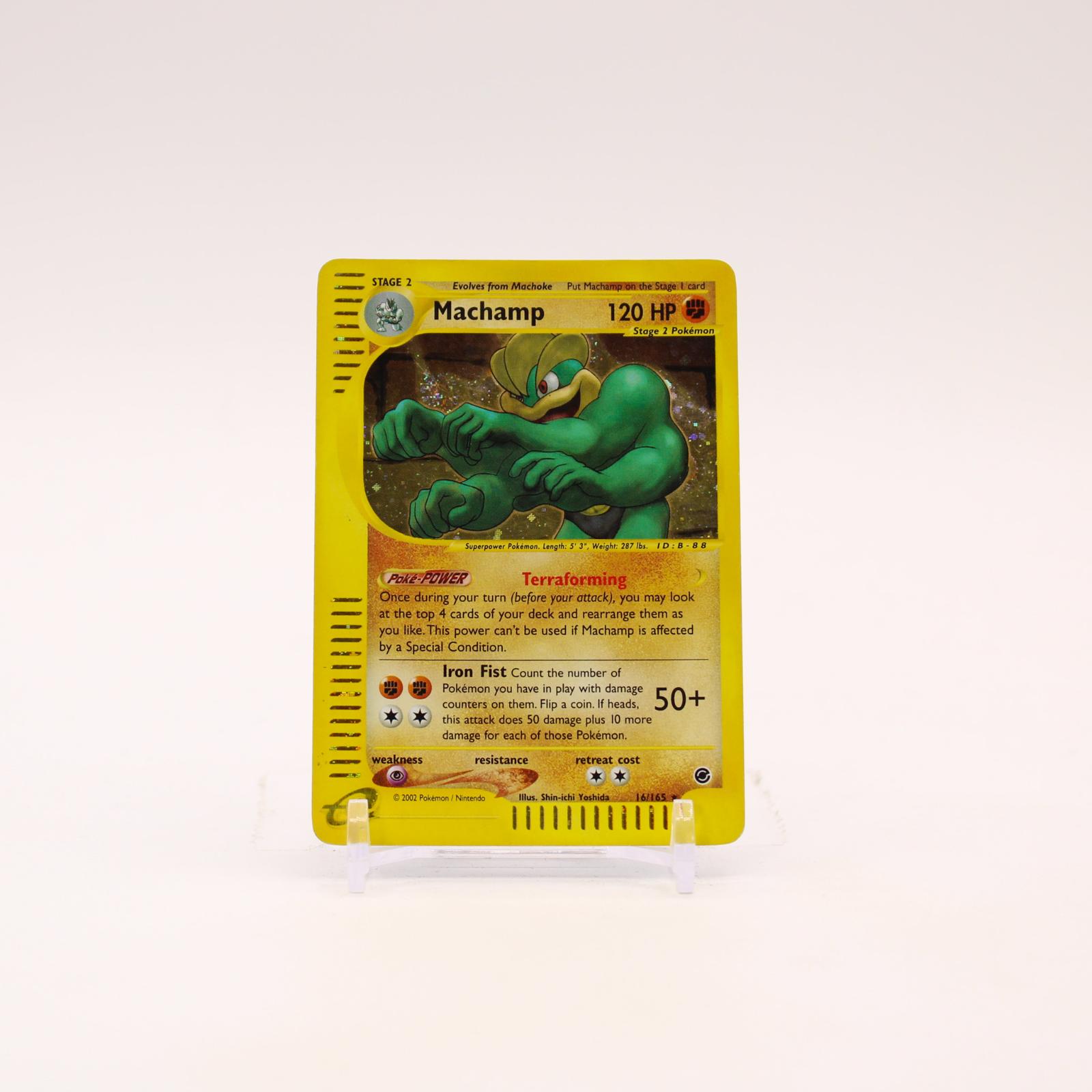 Machamp - 16/165 Expedition Base Set Holo Rare SWIRL Pokemon - LP/MP