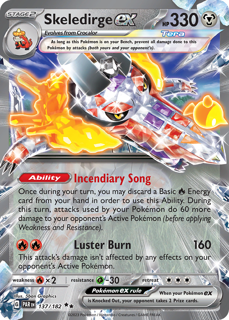 Skeledirge ex - 137/182 Paradox Rift Double Rare Holo Pokemon - NM