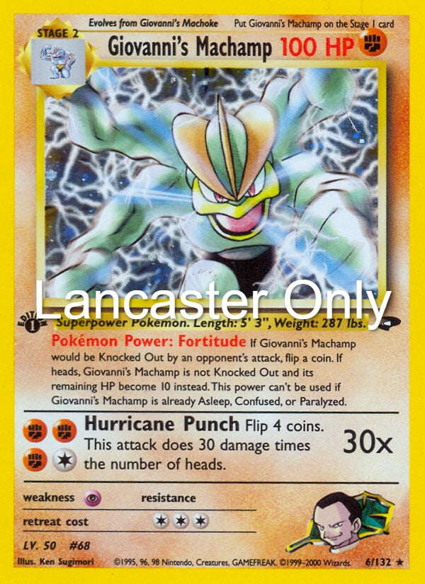 Giovanni's Machamp - 6/132 Gym Challenge Unlimited Holo Rare Pokemon - MP (Lanc)