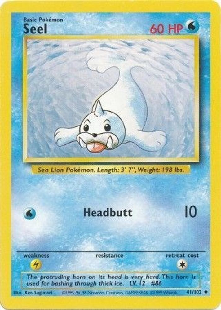 Seel - 41/102 Base Set Unlimited Uncommon Pokemon - NM