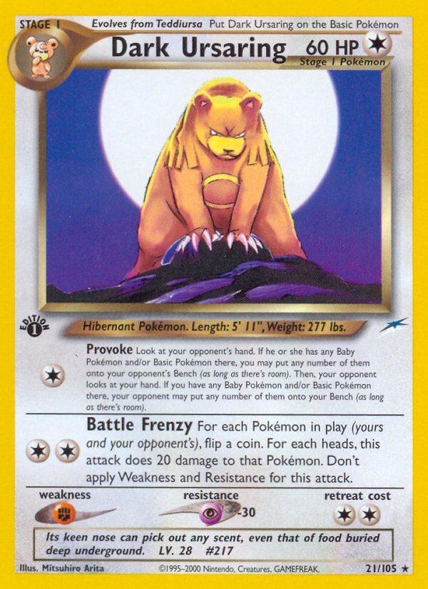 Dark Ursaring - 21/105 Neo Destiny Rare Unlimited Pokemon - NM