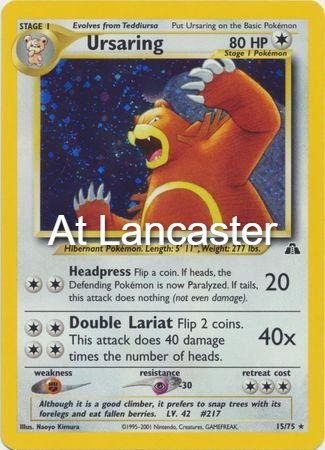 Ursaring - 15/75 Neo Discovery Unlimited Holo Rare Pokemon - MP (Lanc)