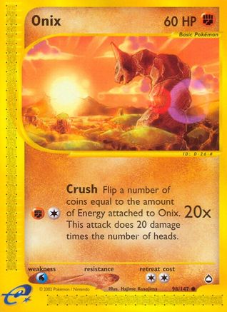 Onix - 98/147 Aquapolis Common Pokemon - NM