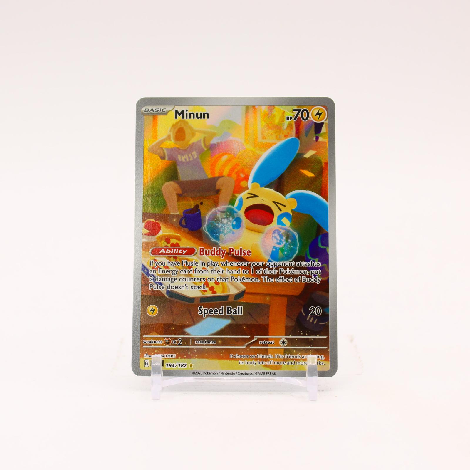 Minun - 194/182 Paradox Rift Holo Illustration Rare Pokemon - NM