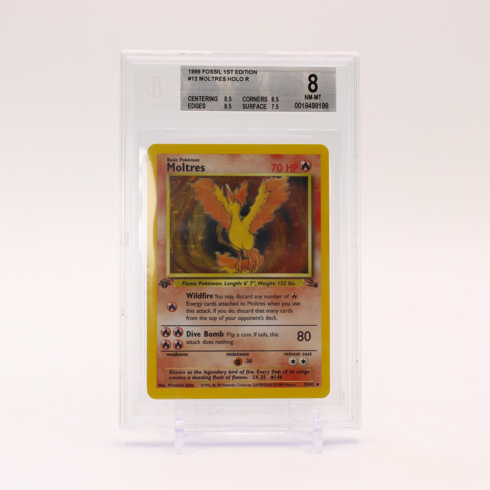 Moltres - 12/82 BGS 8 Fossil 1st Edition Holo Rare Pokemon - NM/MINT