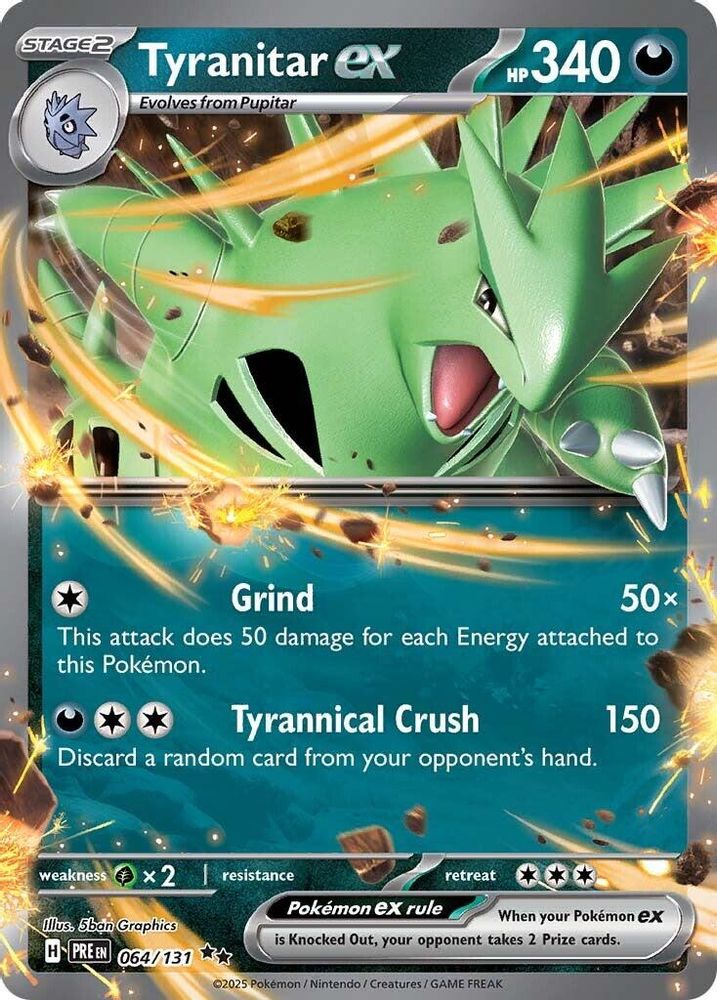 Tyranitar ex - 064/131 Prismatic Evolutions Double Rare Holo Pokemon - NM