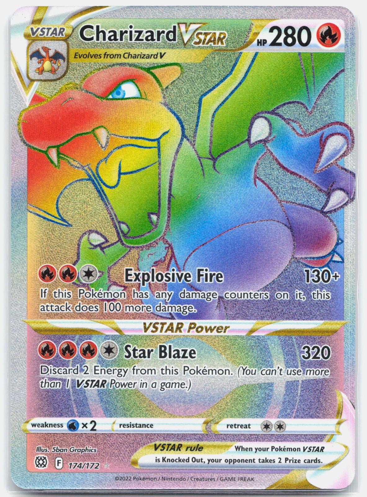 Charizard VSTAR - 174/172 Brilliant Stars Rainbow Pokemon - NM/MINT