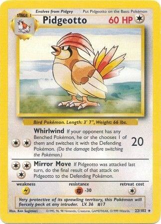 Pidgeotto - 22/102 Base Set Unlimited Rare Pokemon - NM