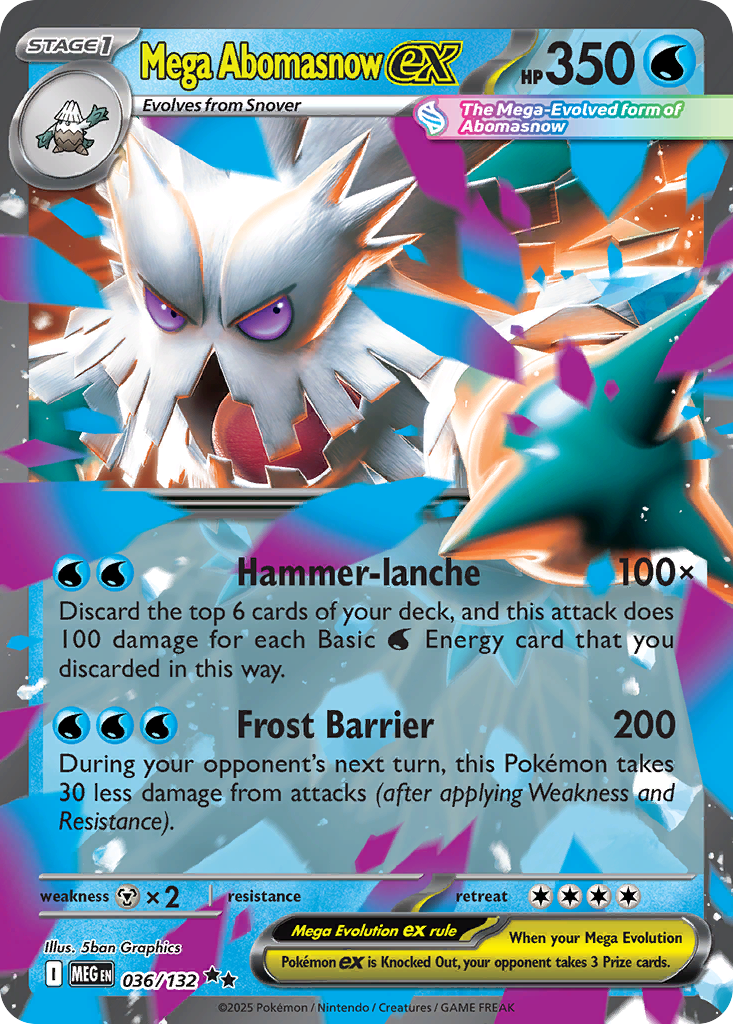 Mega Abomasnow ex - 036/132 Mega Evolution Double Rare Holo Pokemon - NM