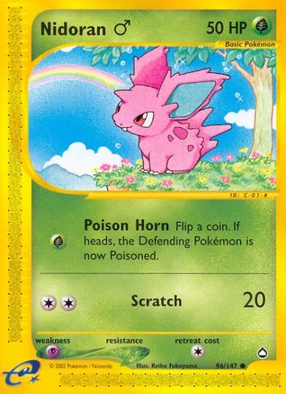Nidoran M - 96/147 Aquapolis Common Pokemon - NM