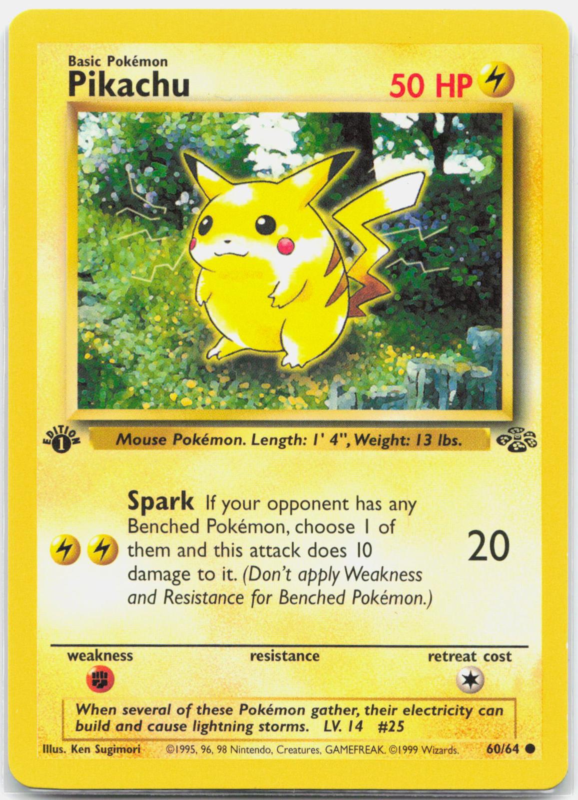 Pikachu - 60/64 Jungle 1st Edition Common Pokemon - NM/LP