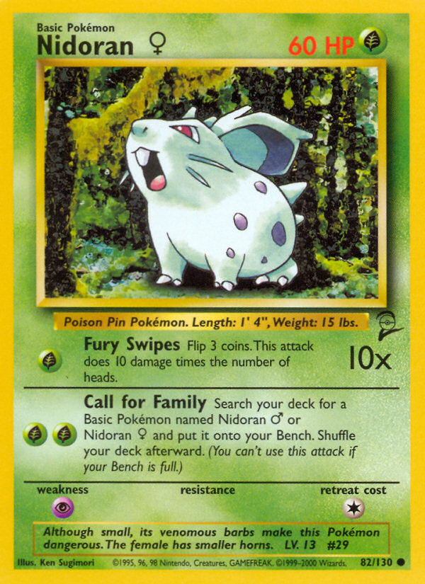 Nidoran F - 82/130 Base Set 2 Common Pokemon - NM