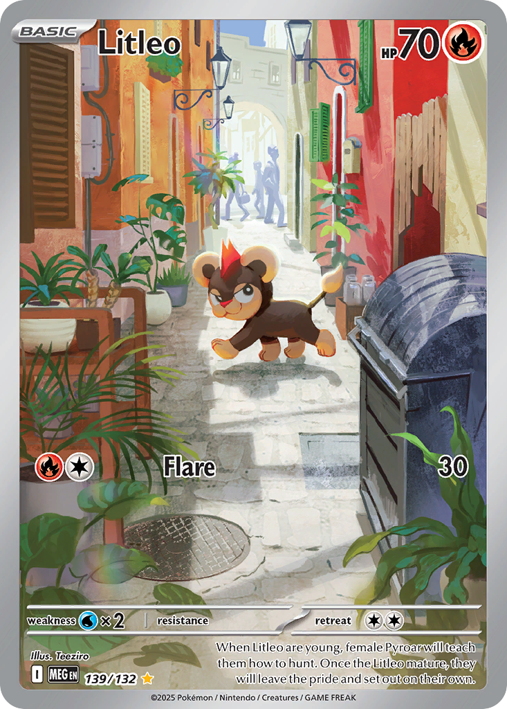 Litleo - 139/132 Mega Evolution Illustration Rare Holo Pokemon - NM