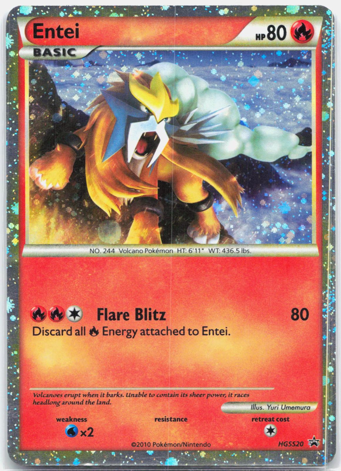 Entei - HGSS20 Black Star Promo Holo Pokemon - LP/MP