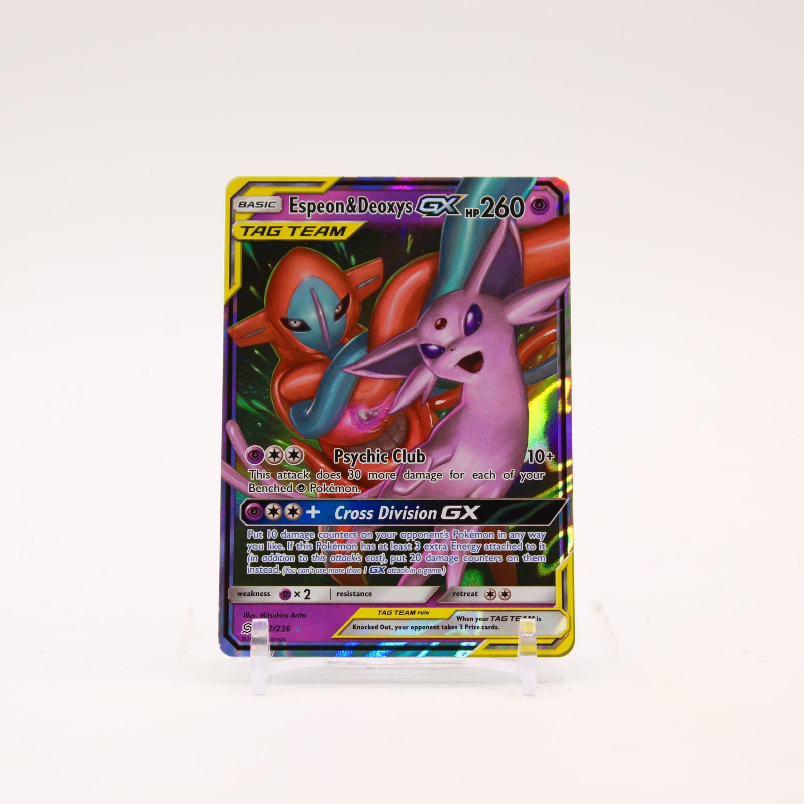 Espeon & Deoxys GX - 72/236 Unified Minds Holo Ultra Rare Pokemon - NM
