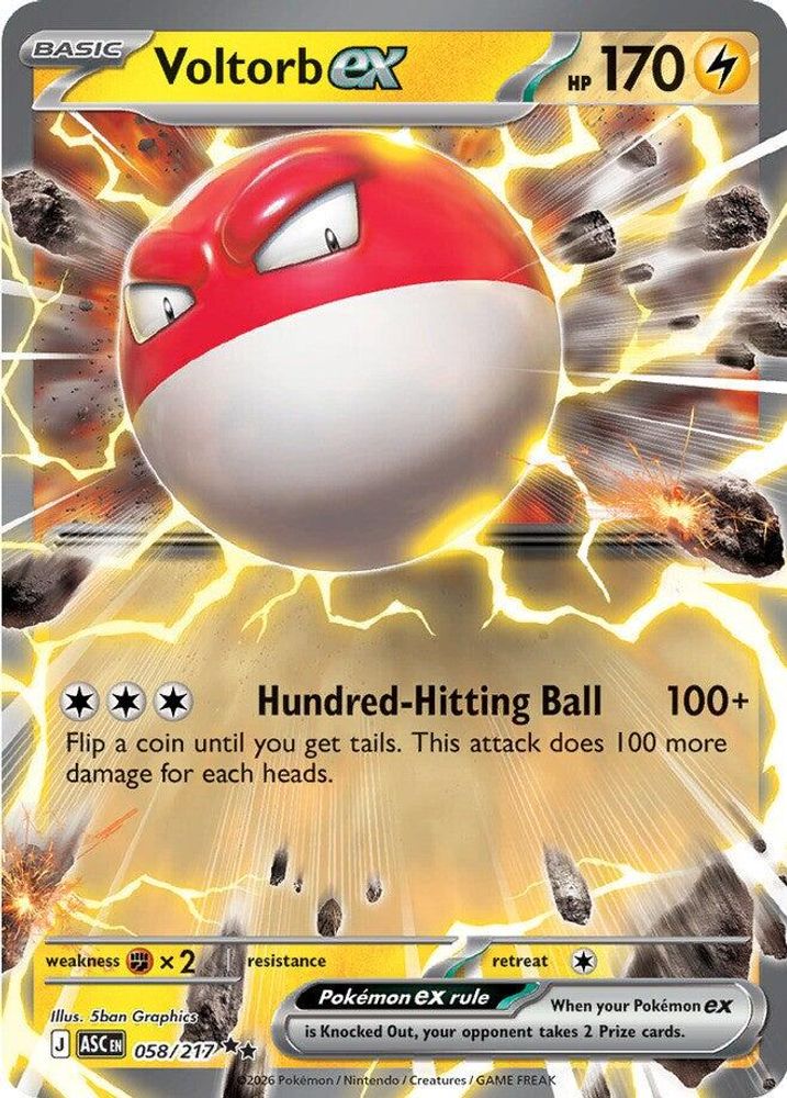 Voltorb ex - 058/217 Ascended Heroes Double Rare Holo Pokemon - NM