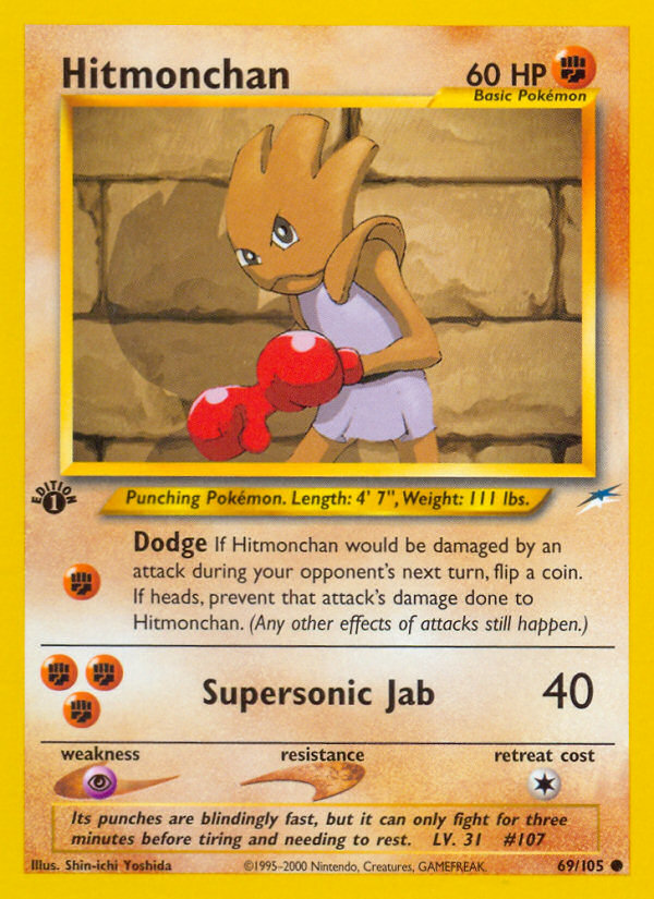 Hitmonchan - 69/105 Neo Destiny Common Unlimited Pokemon - NM