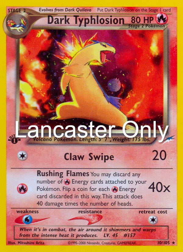 Dark Typhlosion - 10/105 Neo Destiny Unlimited Holo Rare Pokemon - HP (Lanc)