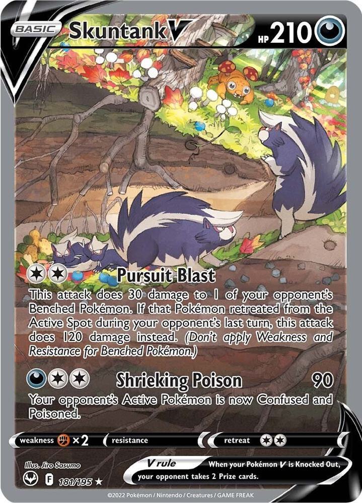 Skuntank V - 181/195 Silver Tempest Alternate Art Pokemon - NM/MINT