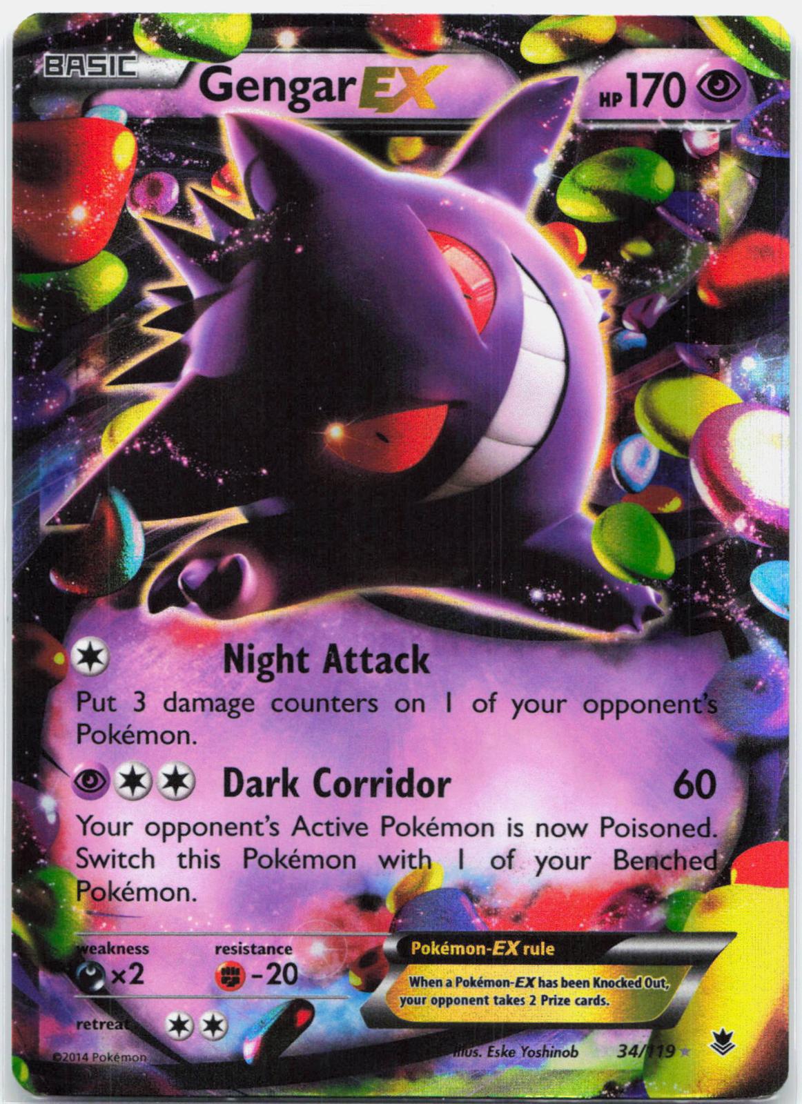 Gengar EX - 34/119 Phantom Forces Ultra Rare Pokemon - LP/MP