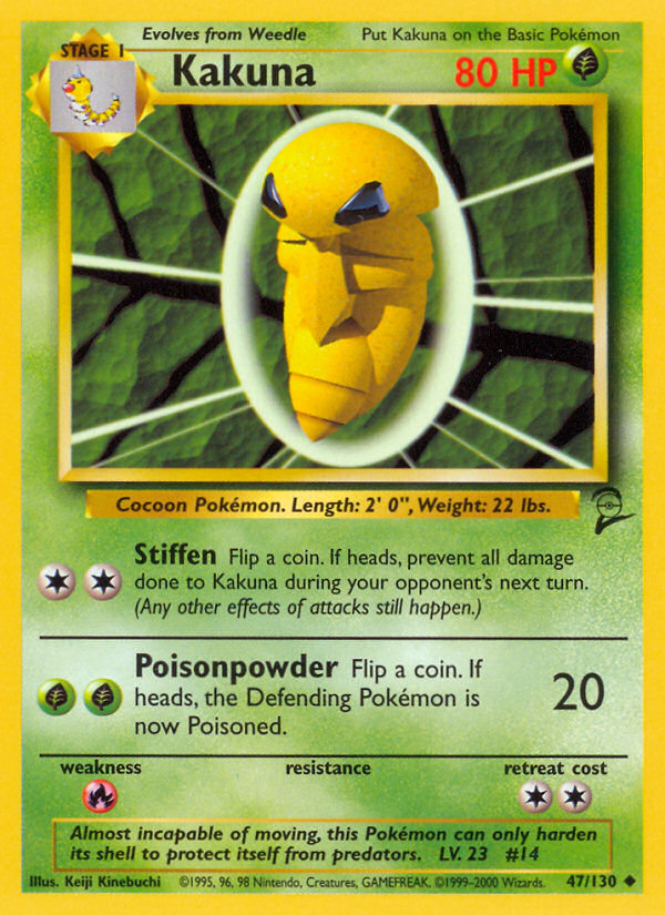 Kakuna - 47/130 Base Set 2 Uncommon Pokemon - NM
