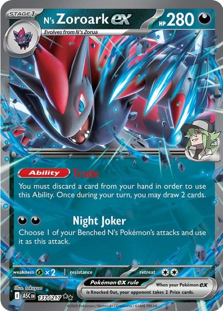 N's Zoroark ex - 137/217 Ascended Heroes Double Rare Holo Pokemon - NM