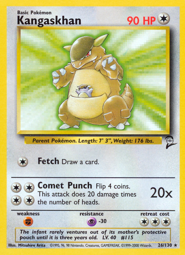 Kangaskhan - 26/130 Base Set 2 Rare Pokemon - NM