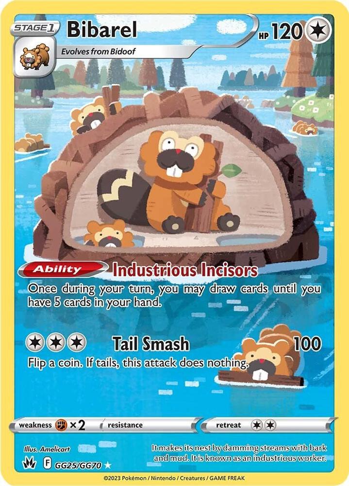 Bibarel - GG25/GG70 Crown Zenith Gallery Pokemon - NM/MINT