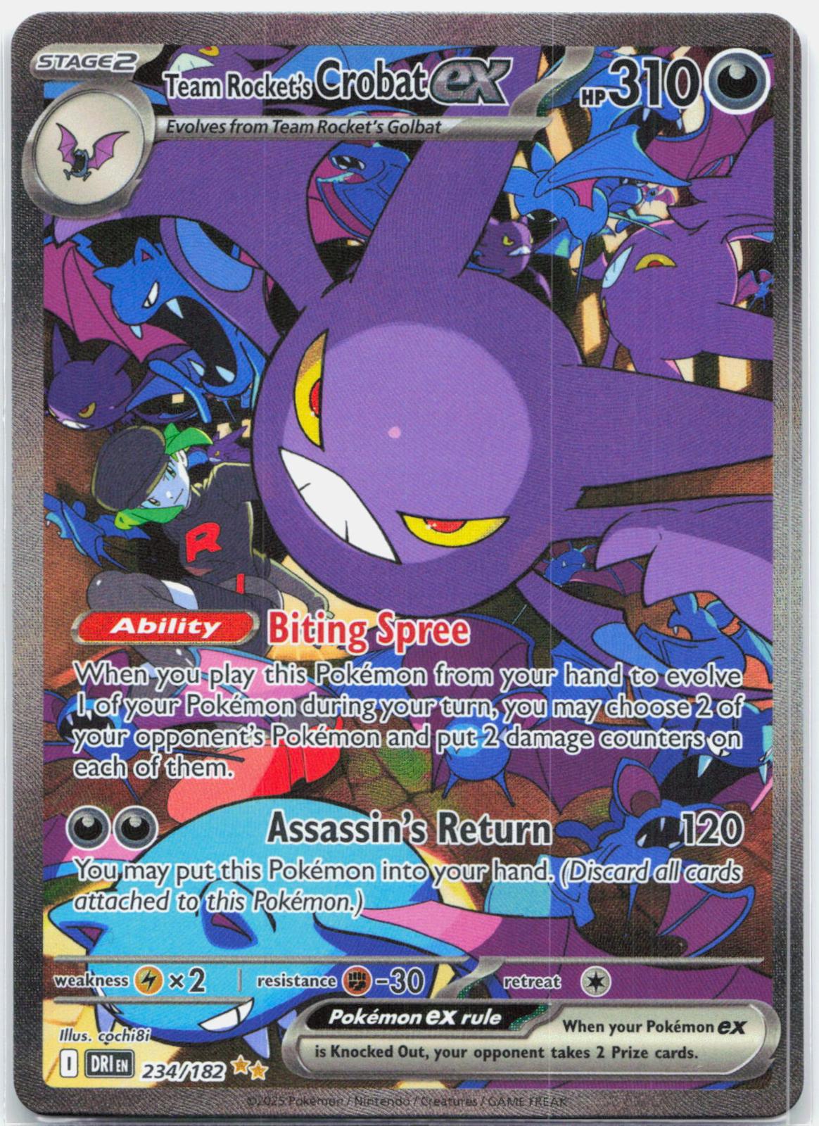 Team Rocket's Crobat ex - 234/182 Destined Rivals Special Illustration Pokemon - LP/MP