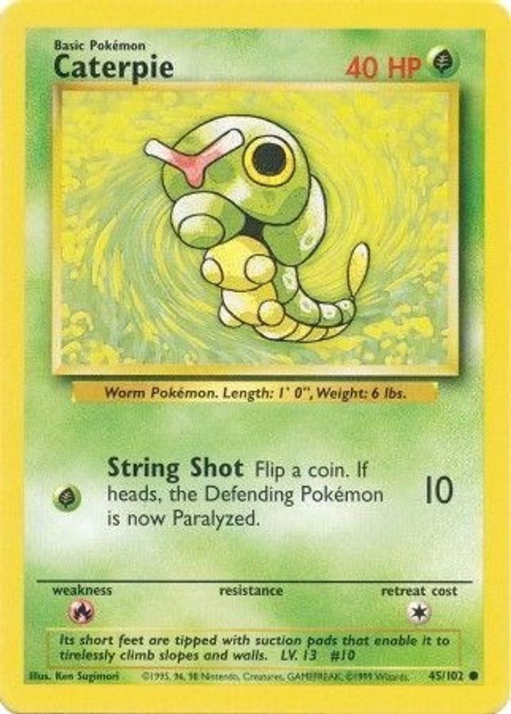 Caterpie - 45/102 Base Set Unlimited Common Pokemon - NM