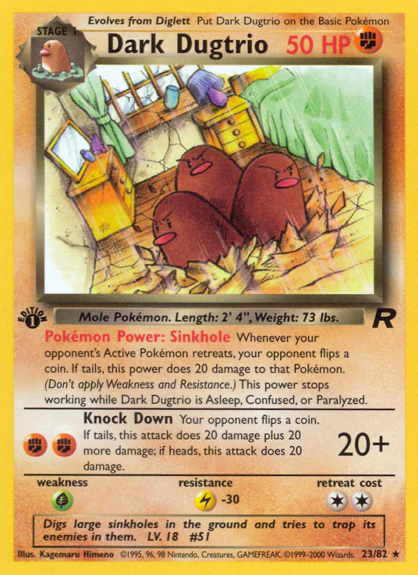 Dark Dugtrio - 23/82 Team Rocket Rare Unlimited Pokemon - NM
