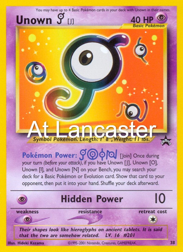 Unown [J] - 38 Wizards Black Star Promos Promo Pokemon - LP (Lanc)