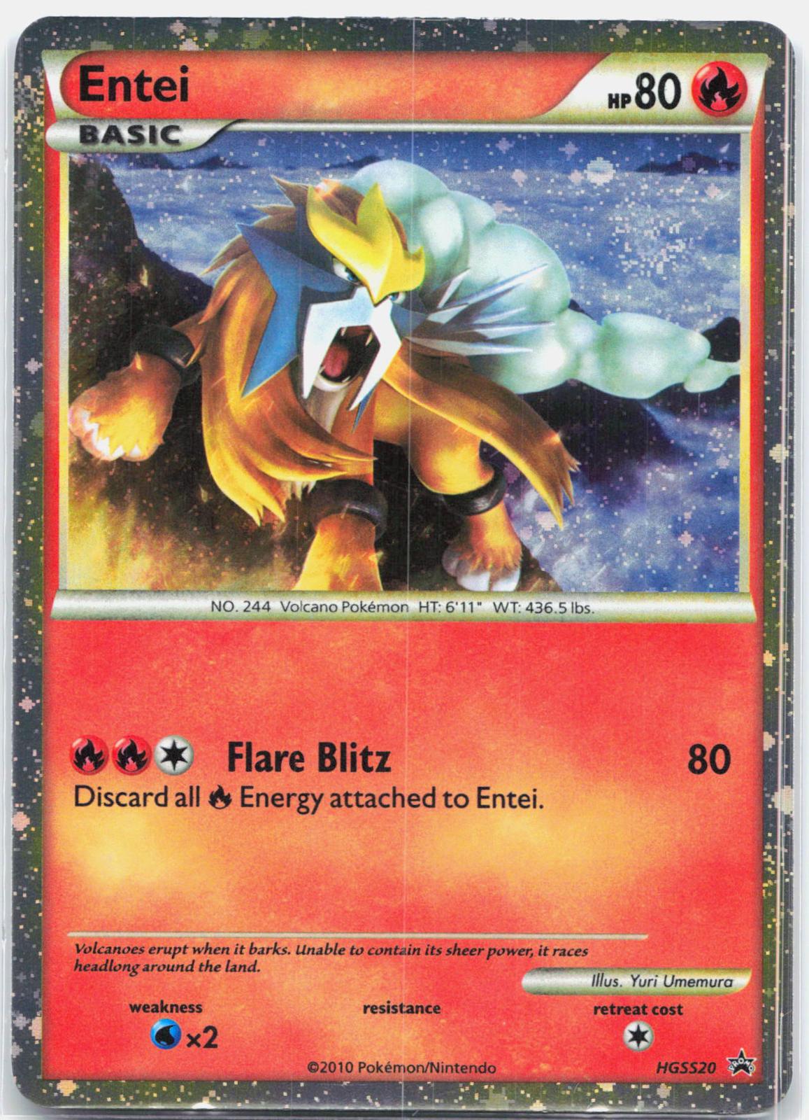 Entei - HGSS20 Black Star Promo Holo SWIRL Pokemon - LP