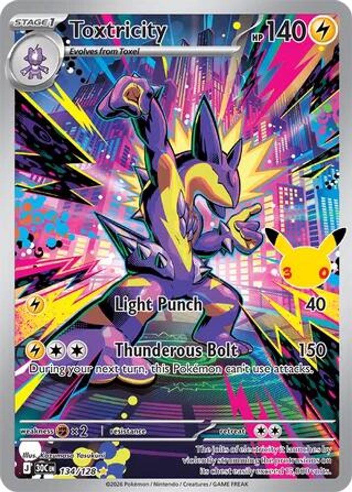 Toxtricity - 134/128 ME: 30th Celebration Illustration Rare Holo Pokemon - NM