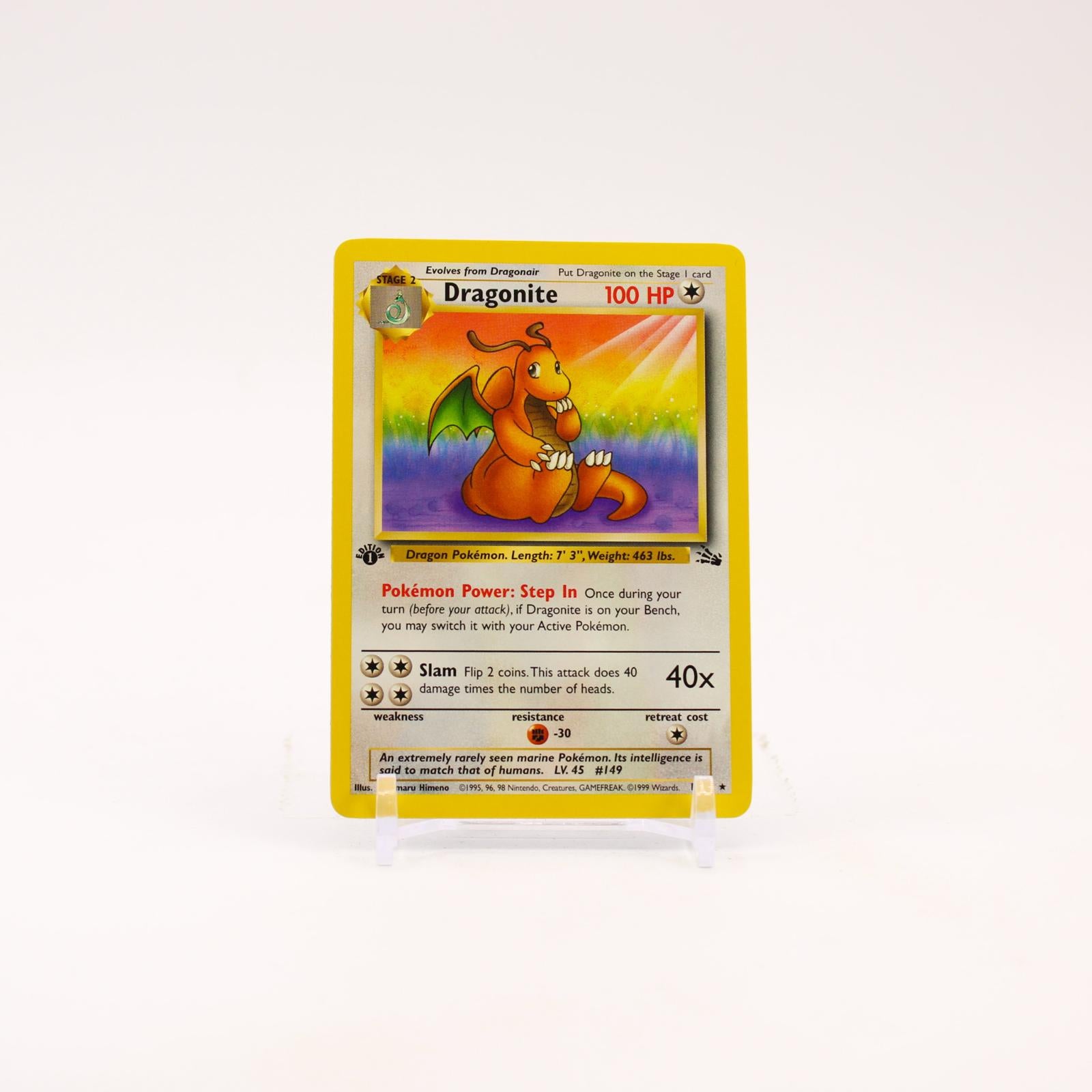 Dragonite - 19/62 Fossil 1st Edition Rare Pokemon - NM/LP