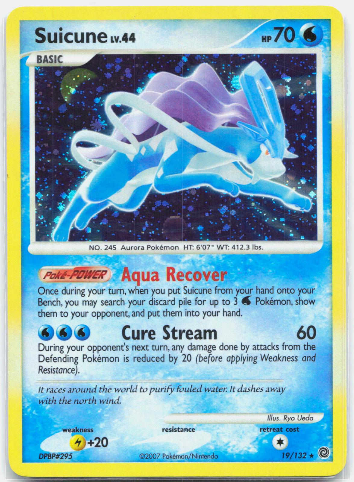 Suicune - 19/132 Secret Wonders Holo Rare HOLO BLEED ERROR SWIRL Pokemon - LP