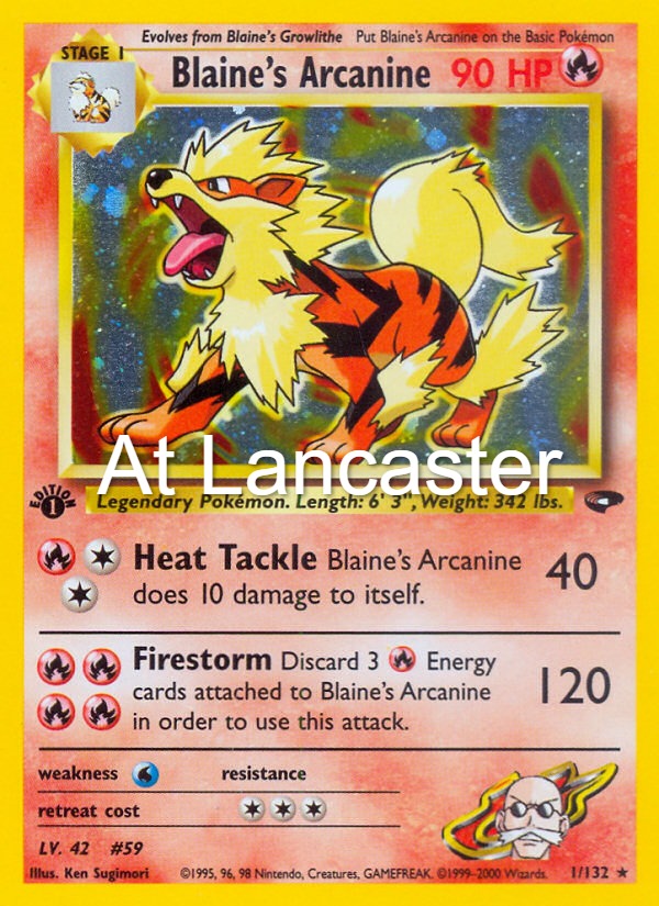 Blaine's Arcanine - 1/132 Gym Challenge Rare Pokemon - MP (Lanc)