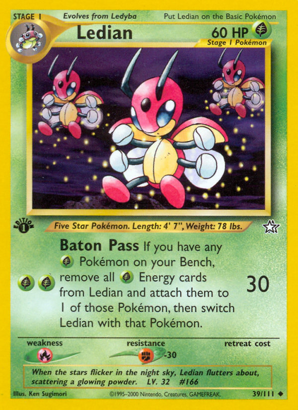 Ledian - 39/111 Neo Genesis Uncommon Unlimited Pokemon - NM