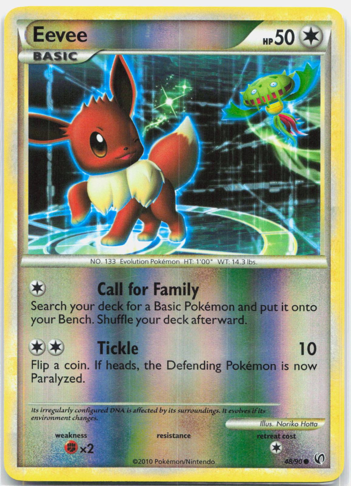 Eevee - 48/90 HGSS Undaunted Reverse Holo Common Pokemon - NM/LP