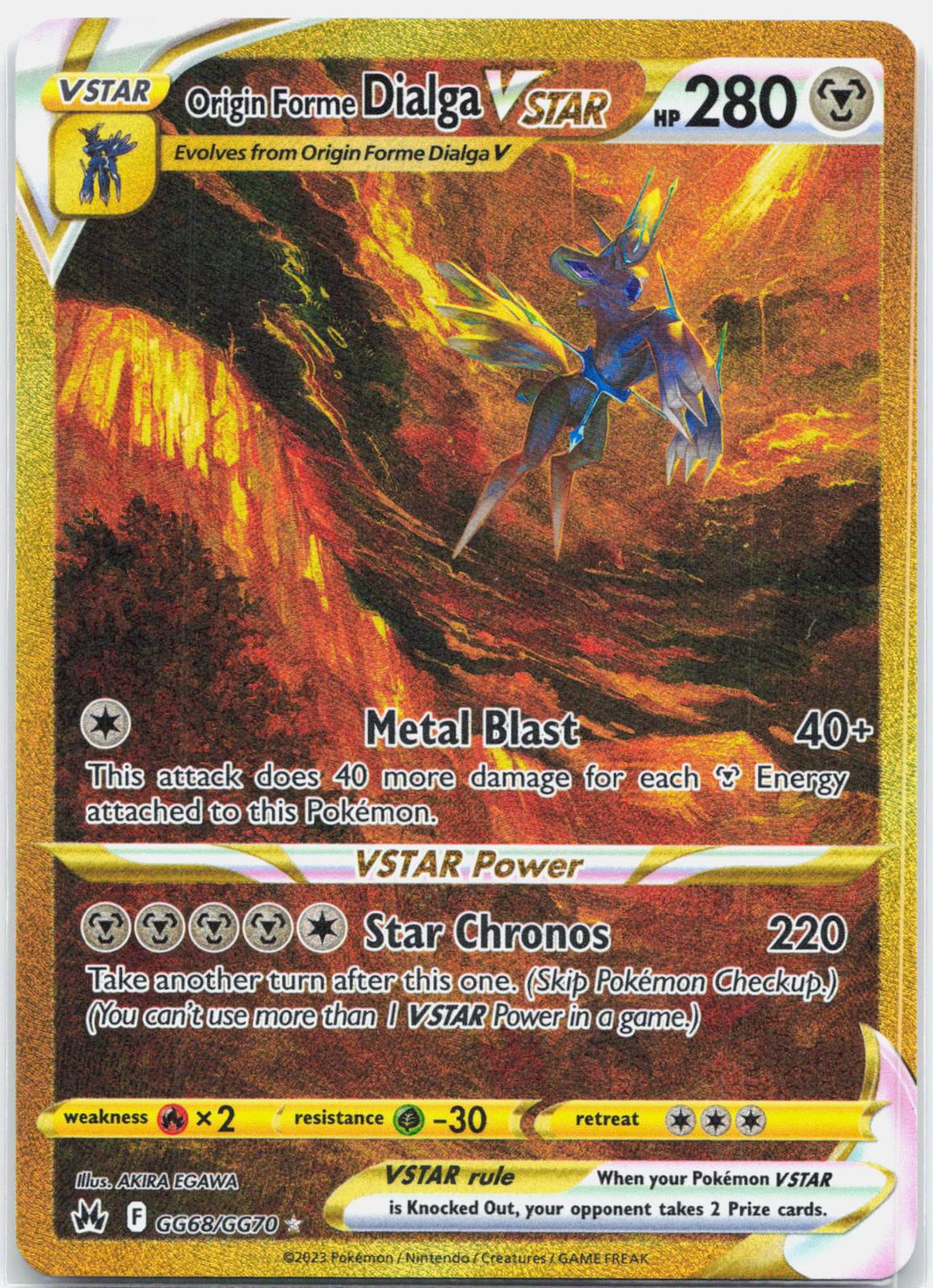 Origin Forme Dialga Vstar - GG68/GG70 Crown Zenith Galarian Gallery Secret Rare Pokemon - NM