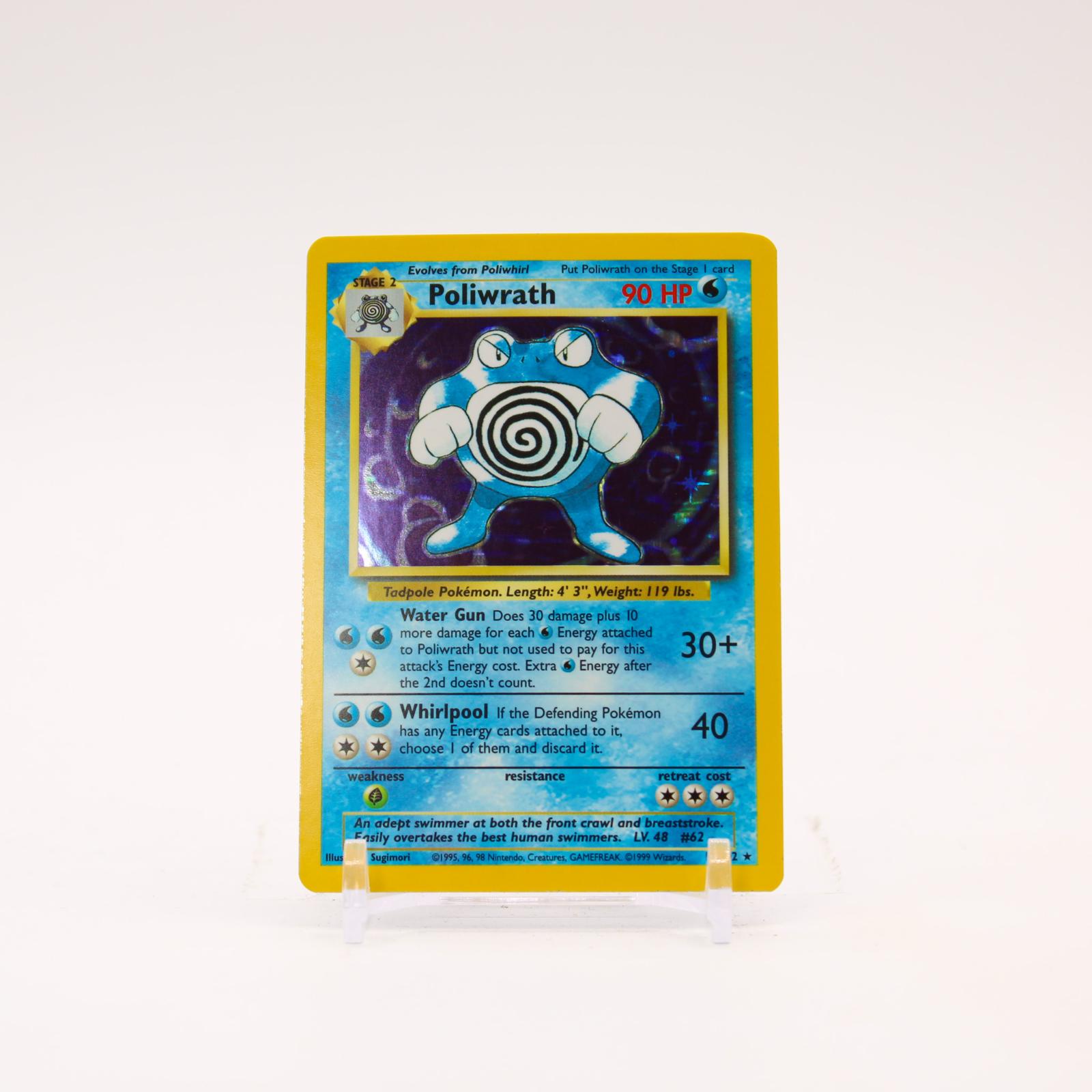 Poliwrath - 13/102 Base Set Unlimited Holo Rare Pokemon - LP