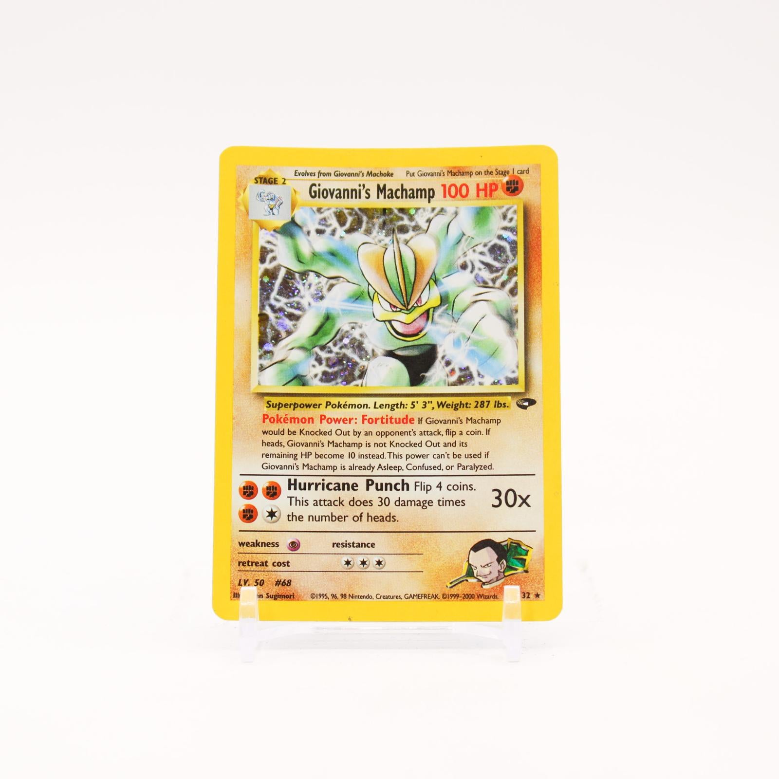 Giovanni's Machamp - 6/132 Gym Challenge Unlimited Holo Rare SWIRL Pokemon - LP/MP