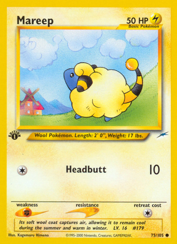 Mareep - 75/105 Neo Destiny Common Unlimited Pokemon - NM