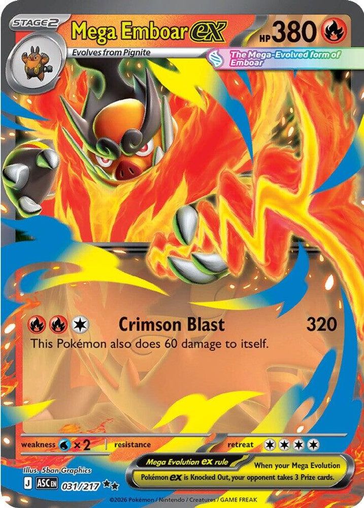 Mega Emboar ex - 031/217 Ascended Heroes Double Rare Holo Pokemon - NM