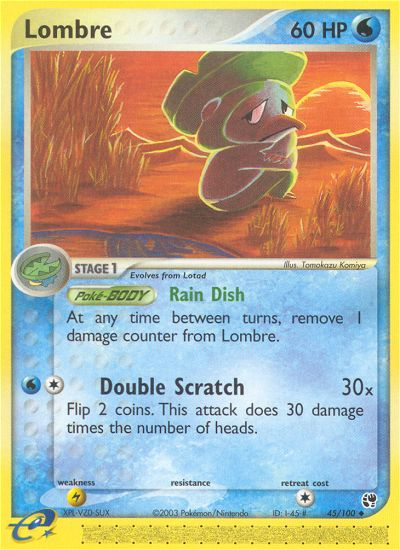 Lombre - 45/100 Sandstorm Uncommon Pokemon - NM