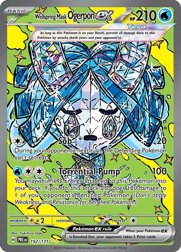 Wellspring Mask Ogerpon ex - 152/131 Prismatic Evolutions Special Illustration Rare Holo Pokemon - NM