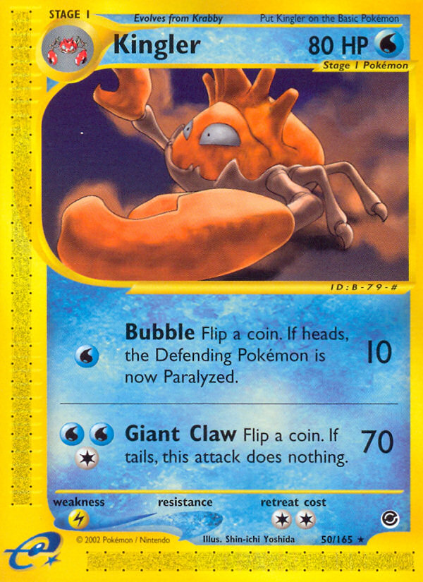 Kingler - 50/165 Expedition Base Set Rare Pokemon - NM