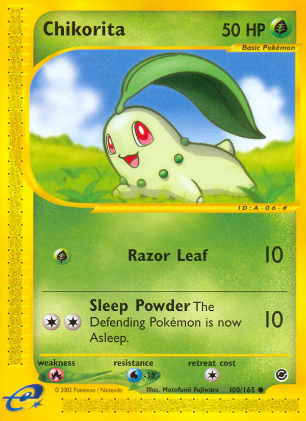 Chikorita - 100/165 Expedition Base Set Common Pokemon - NM