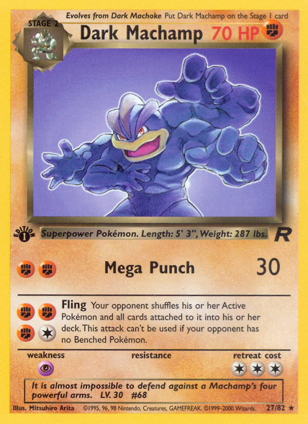 Dark Machamp - 27/82 Team Rocket Rare 1st Edition Pokemon - NM