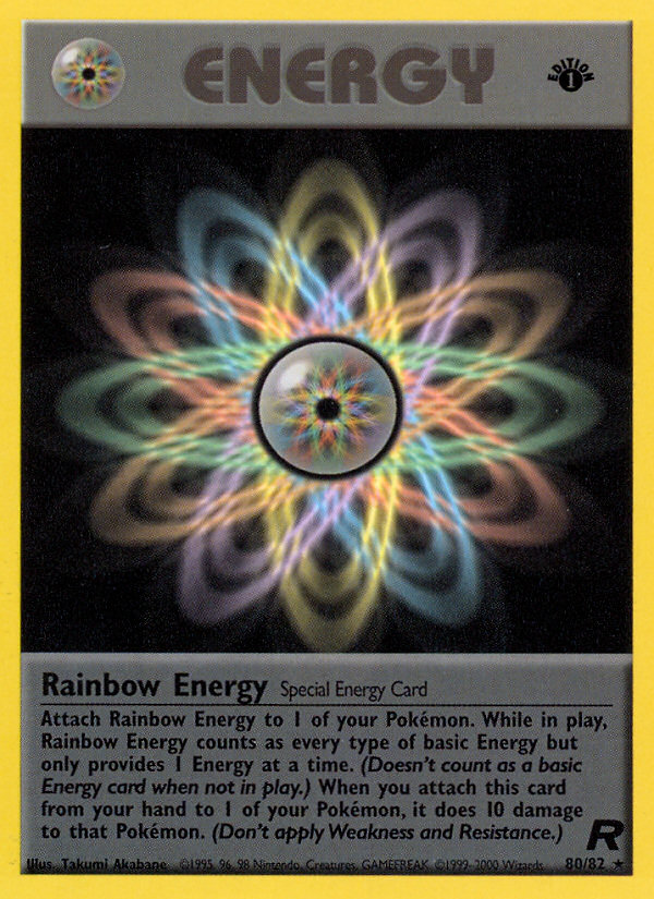 Rainbow Energy - 80/82 Team Rocket Rare 1st Edition Pokemon - NM